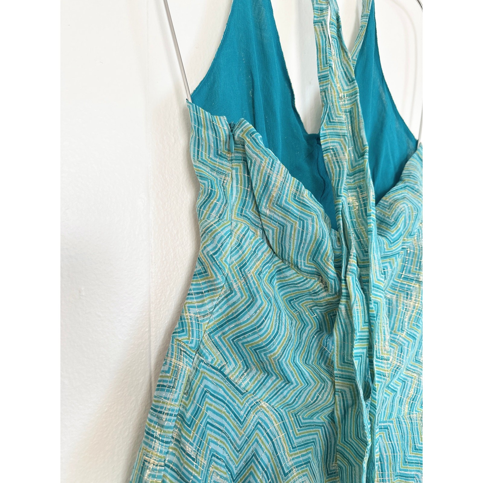 Y2K Vintage Arden B 100% Silk Gold Lurex Asymmetric Handkerchief Dress Small