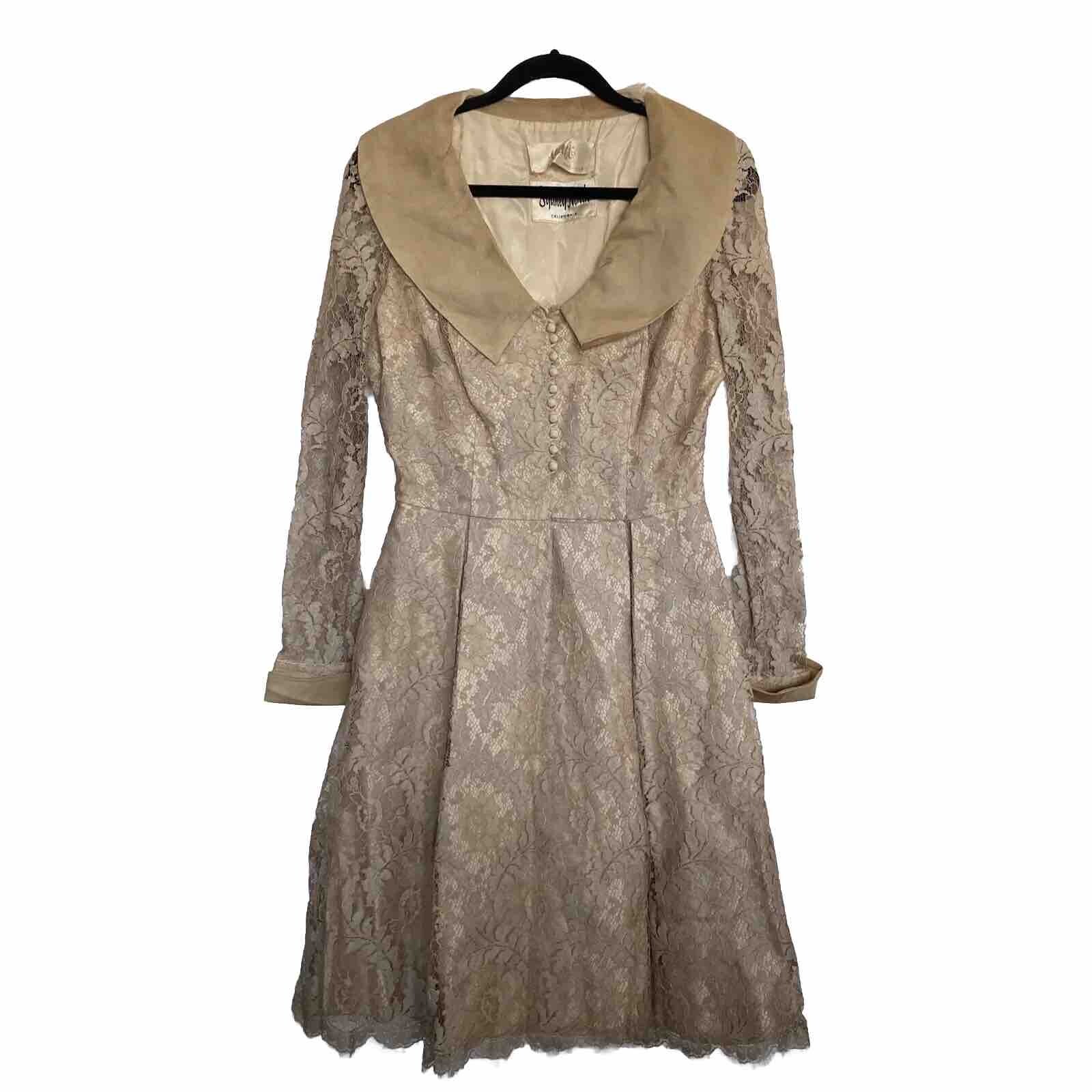 Vintage 1960s Helft’s Sydney North Dress Lace Satin Fit Flare *See Measurements