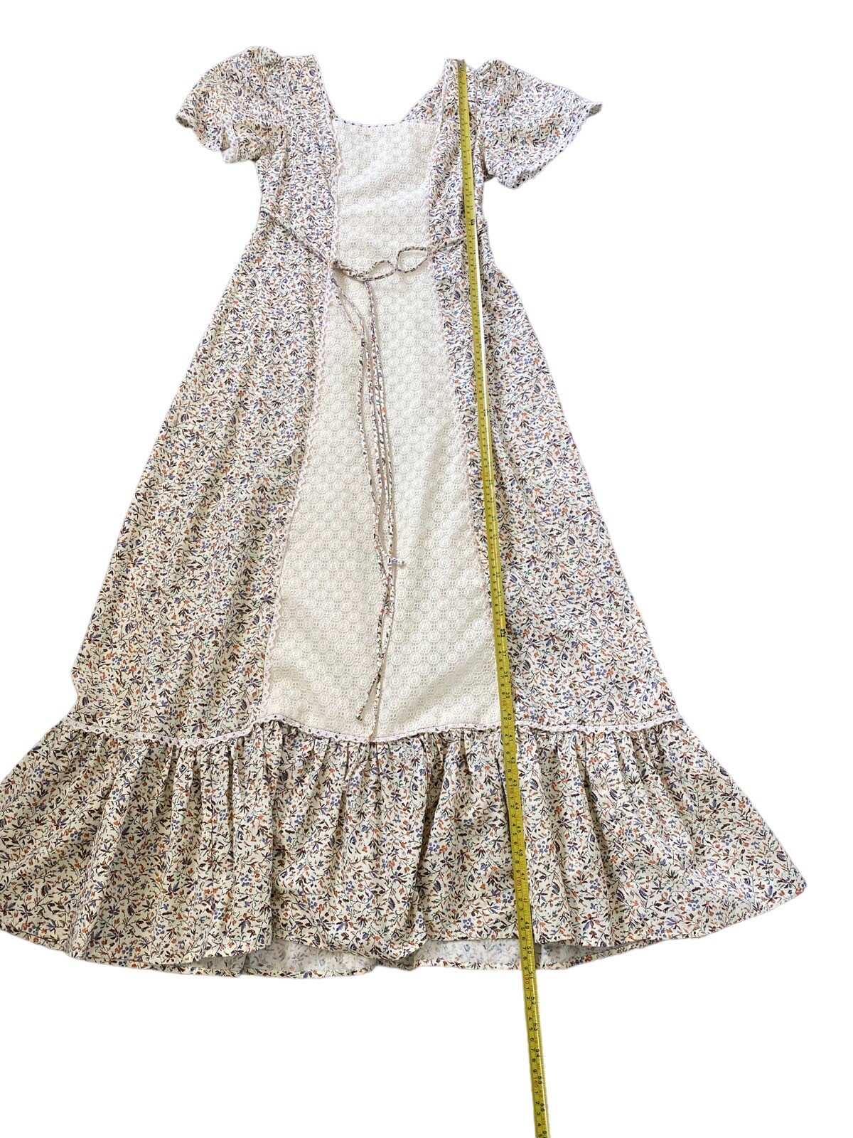 Vintage Candi Jones California Prairie Cottagecore Coquette Maxi Dress 70s XS-S