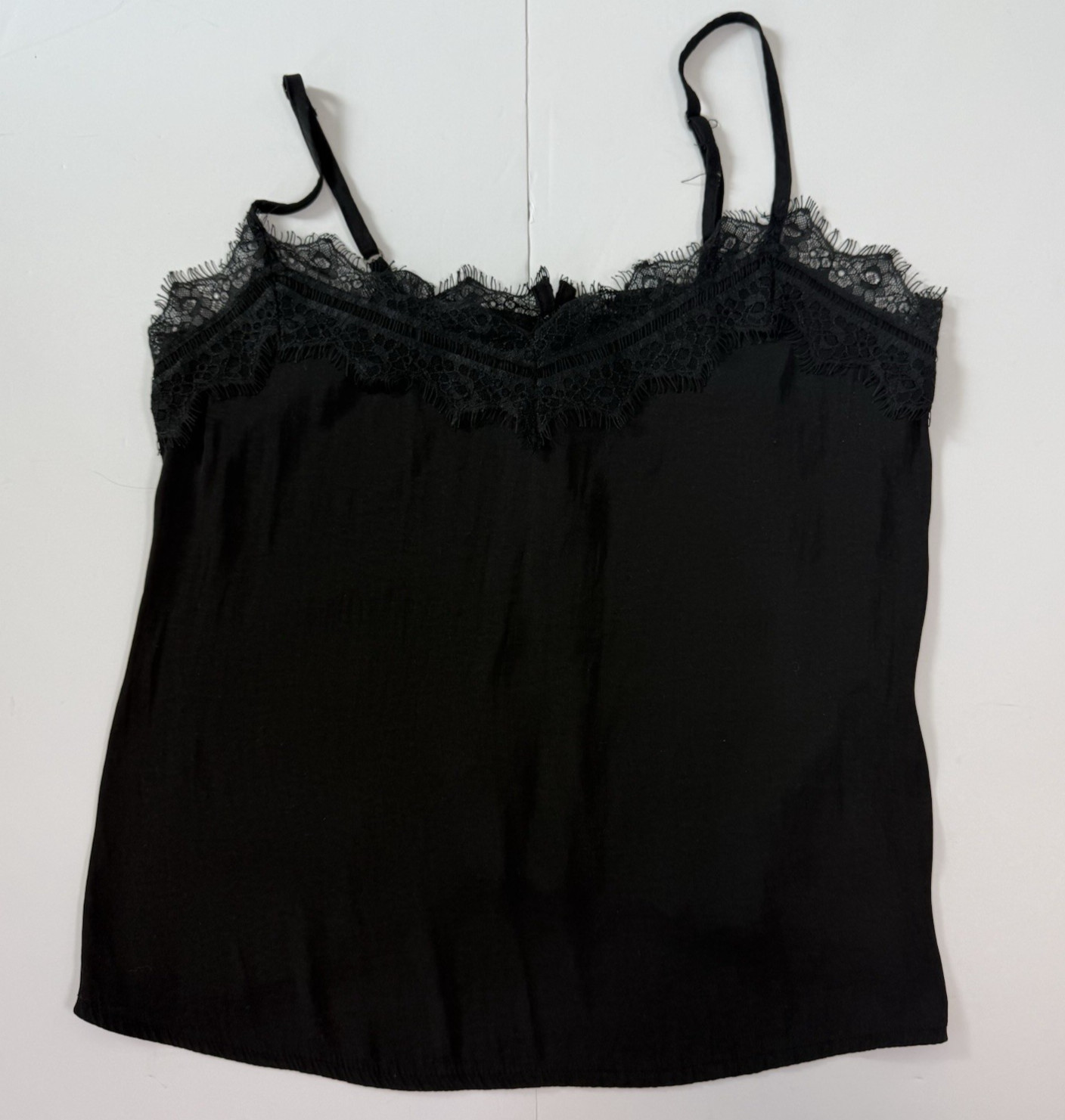 Hollister Black Adjustable Spaghetti straps Camisole XS Lace Trim Button Back