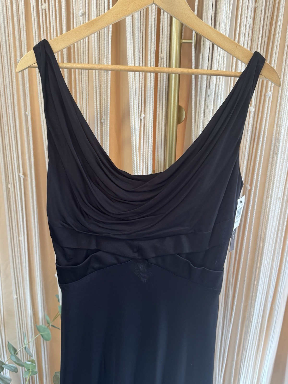 Vintage NWT David Meister Black Cowl Neck Maxi Dress Evening Gown Sleeveless