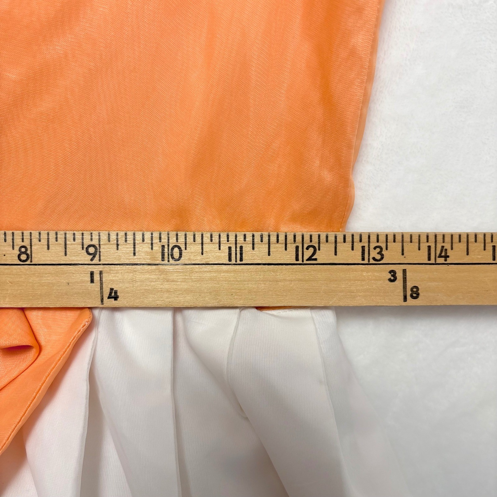Vintage 50s 60s Peach White Embroidered Floral Dress Bow Accent Cocktail Mod
