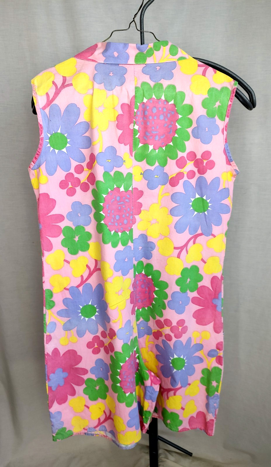 Vtg 60s/70s Handmade Womens S/M Romper Mod Pop Art Flowers Playsuit Zipper Front