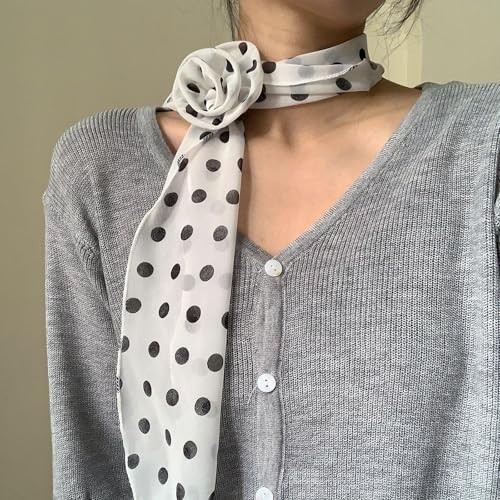 Lace long silk scarf fluttering belt female spring and White Flower Silk Scarf