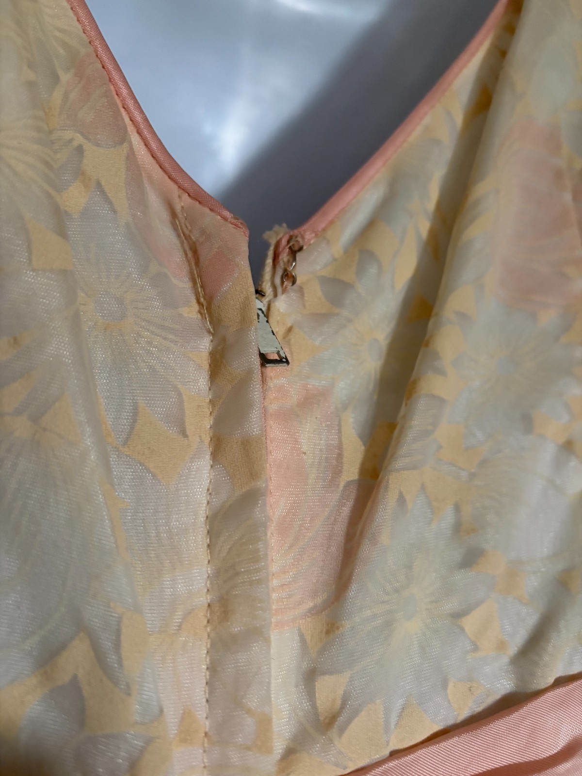 Vintage 1950s Organza Floral Party Dress S, Pink Satin Cummerbund Sash Fit & Fla