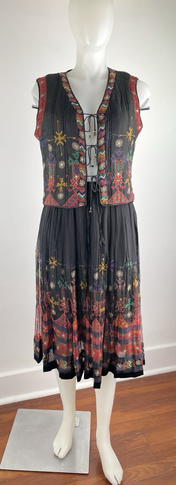 VTG 70s 80s Skirt Set Gauze Hippy Boho Festival SZ M Rayon (DAMAGED AS IS