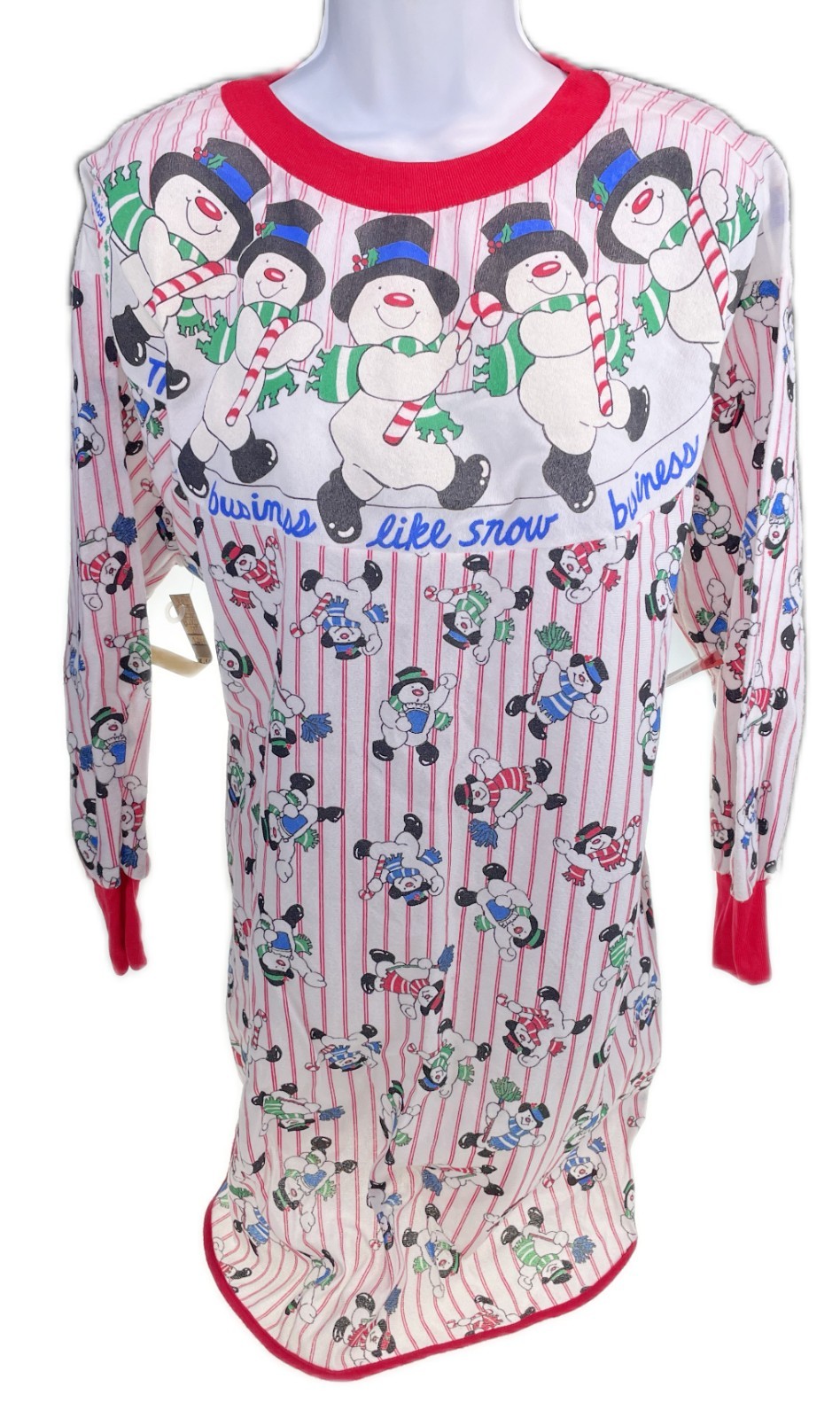 Frosty No Business Like Snow Business Gown Thin Flannel PJ Vtg 70-80s USA