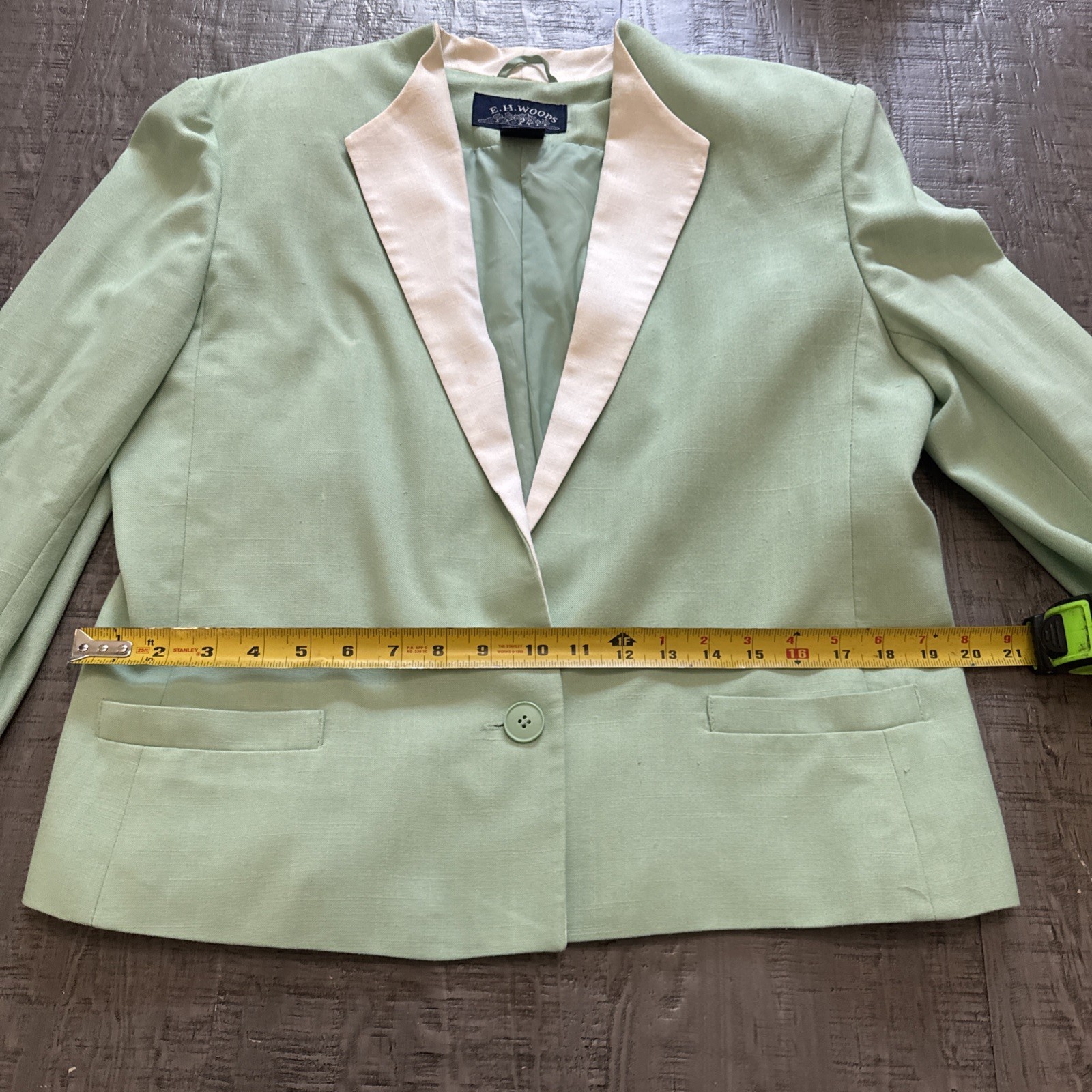Vintage E.H Woods Skirt suit set Light Green Size 16 jacket shirt skirt Lined