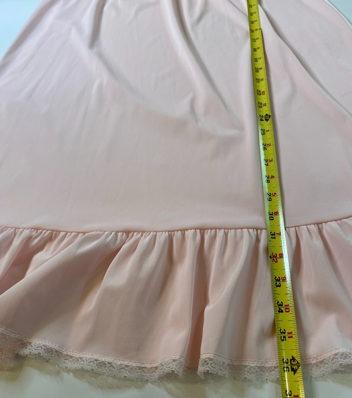 Vintage JC PENNEY Pink SHORT NIGHTGOWN Medium CHIFFON Ruffle Nylon Twee Coquette