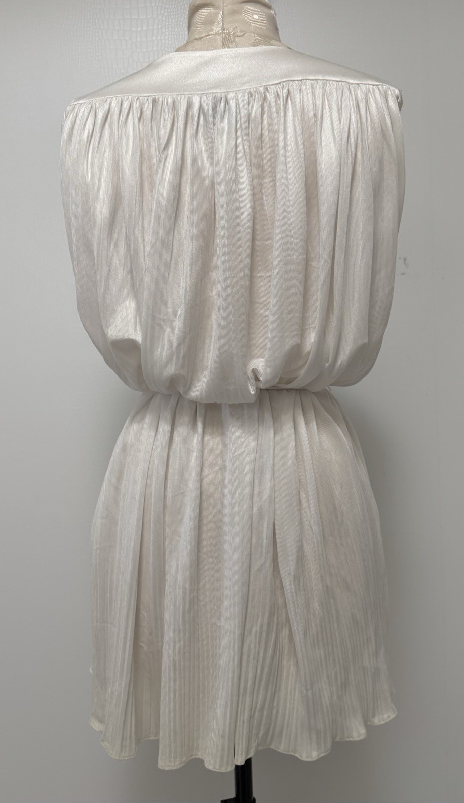 Vtg 70s Quantum White Plisse Tennis Micro Mini Dress XS S M Resort Chic Retro