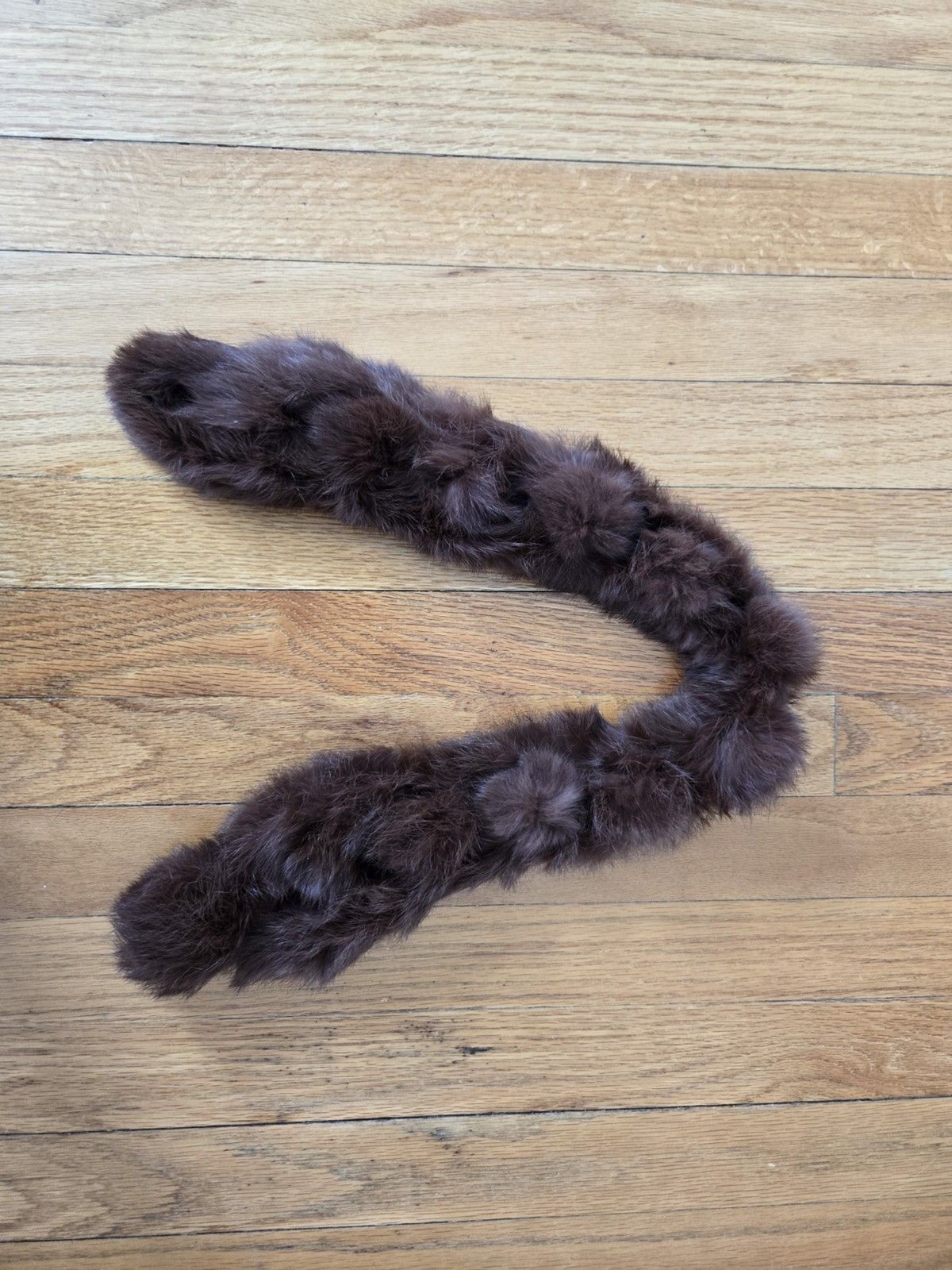 Vintage Mink Fur Scarf Dark Brown Pom Pom Boa Wrap – Mid-Century