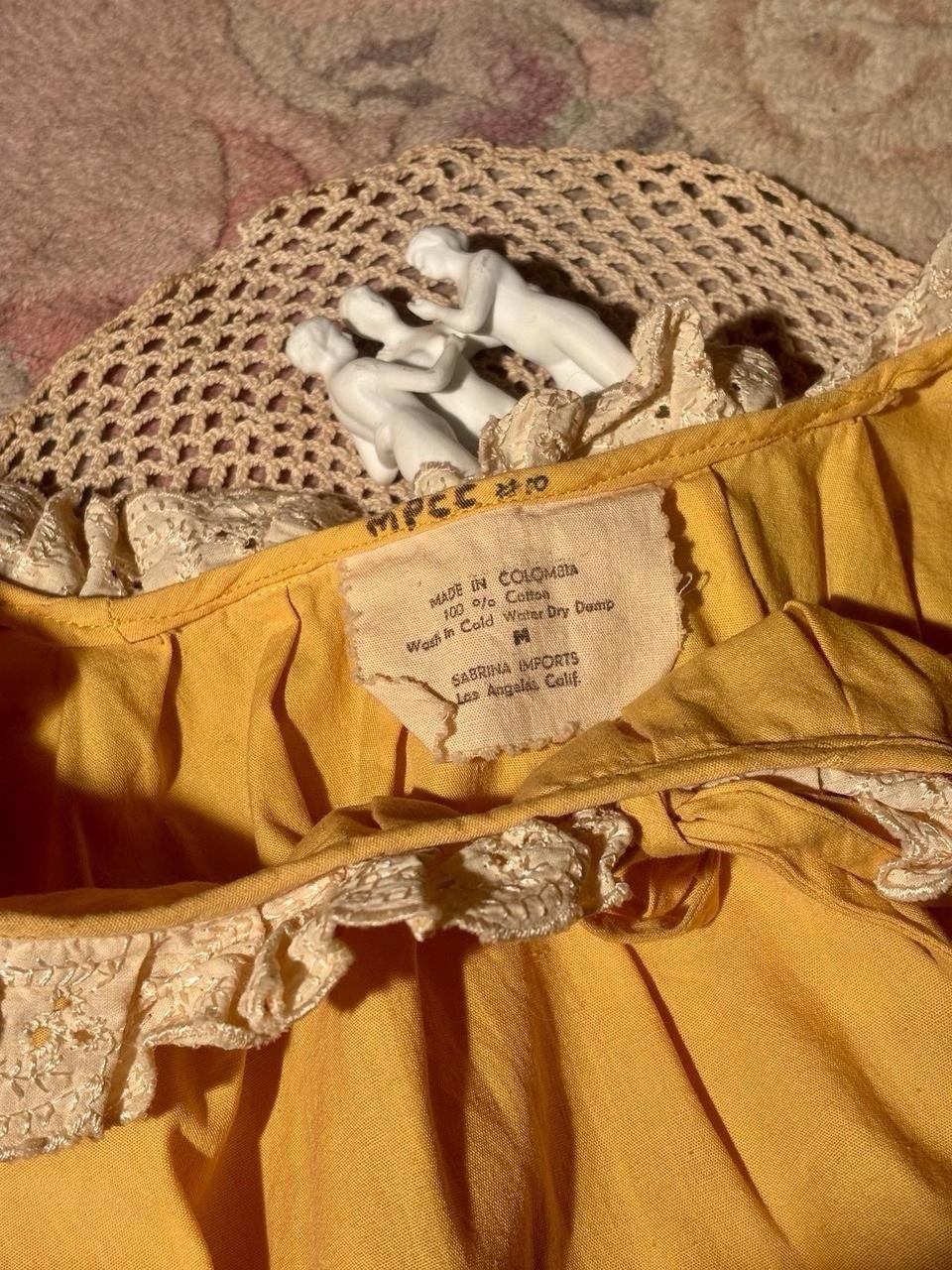 Vintage 1970s 100% Cotton Mustard Yellow Western Costume Blouse, Size M