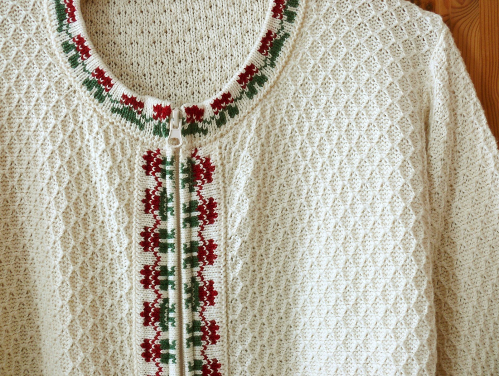 Women’s cardigan round neck cardigan, size L, 40 * 42, 100% cotton natural white beige, Peru