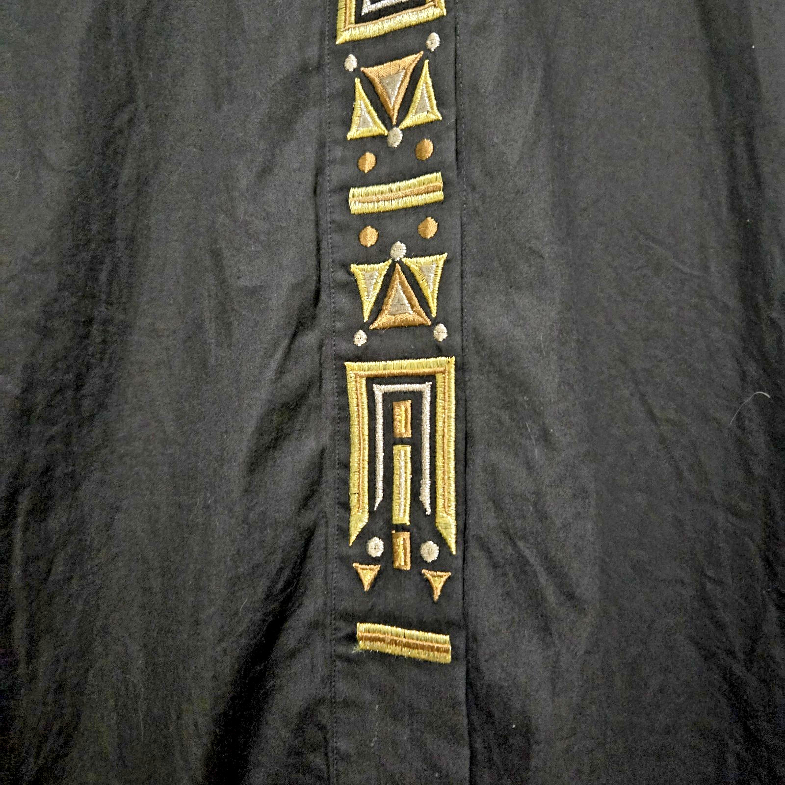 Regina Porter Womens XS Vintage Blouse Black With Metallic Aztec Geometric 80s