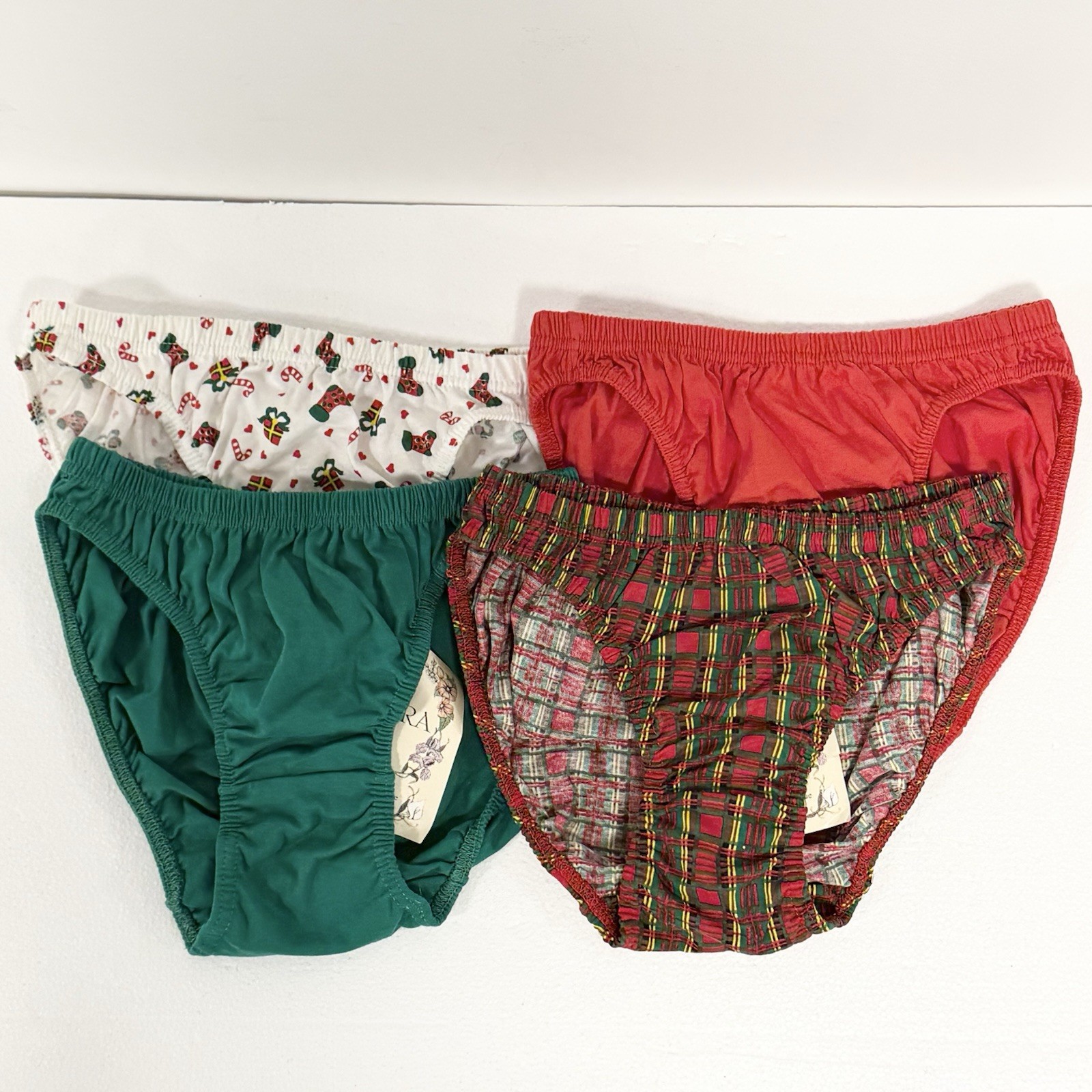 Vintage NWT Womens Panties Juliara Cotton Plaid Christmas Red Green Underwear
