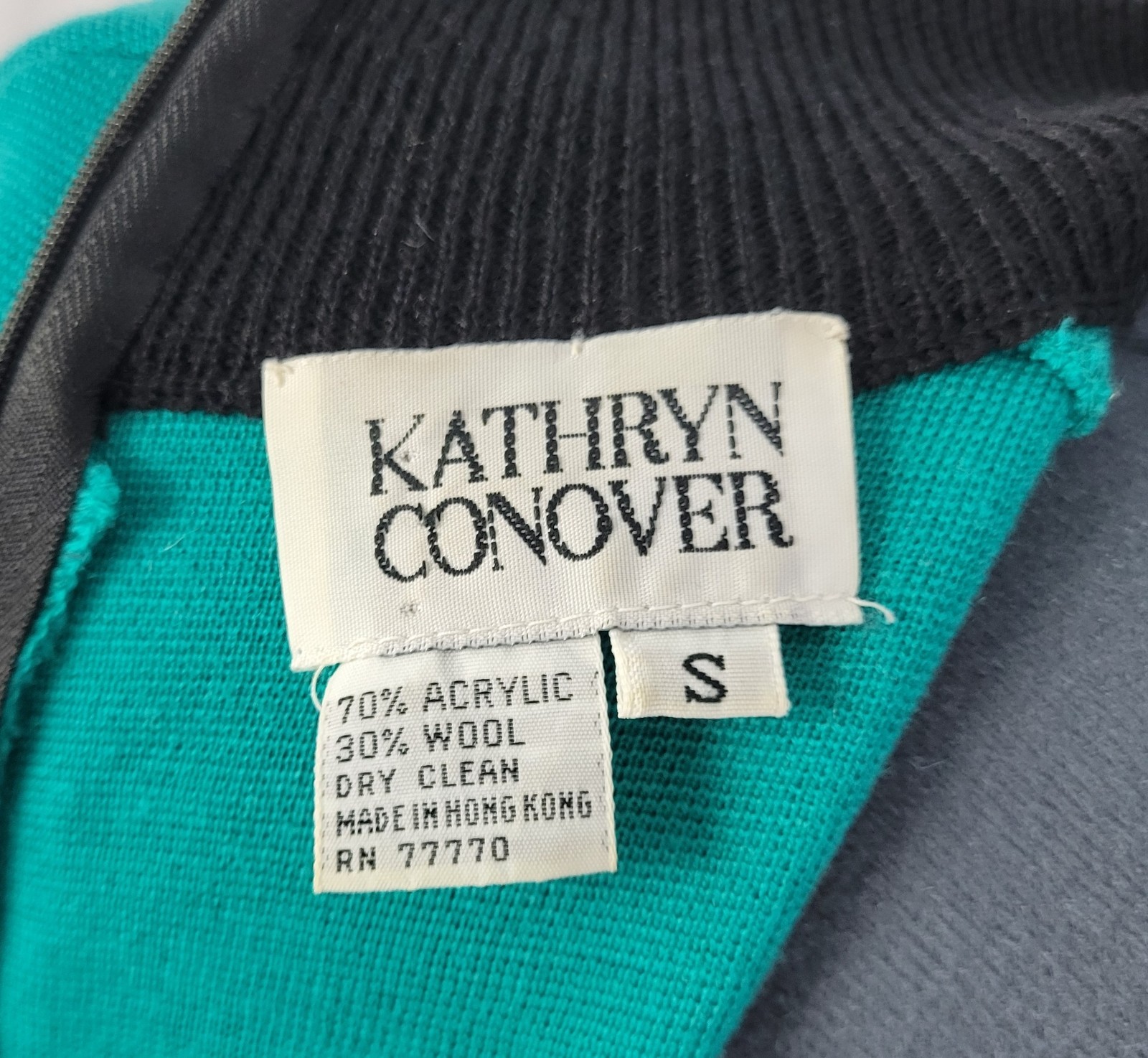 Vinatge Kathryn Conover Wool Blend Color Blocked Sweater Dress Size S