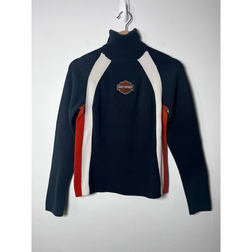 Harley-Davidson Vintage Turtleneck Ribbed Sweater Embroidered Logo size large