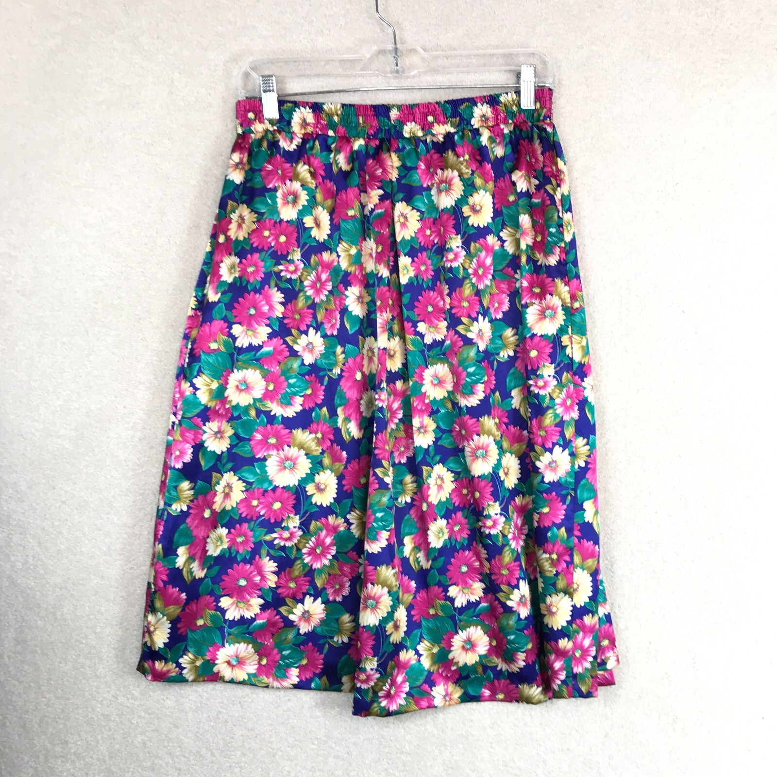 Vintage Skirt Measures Womens Medium (No Tag) Floral Satin Pockets 90s Cottage