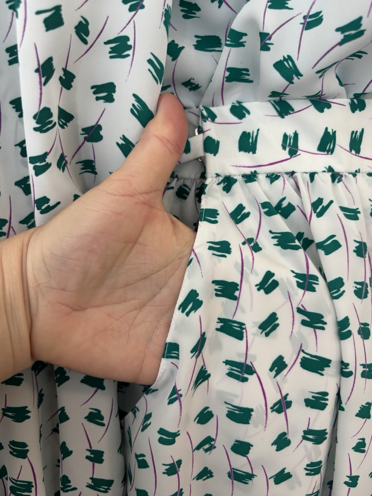 Vintage Young Traditions Blouse Skirt Set Women Small Medium Green Purple 80s