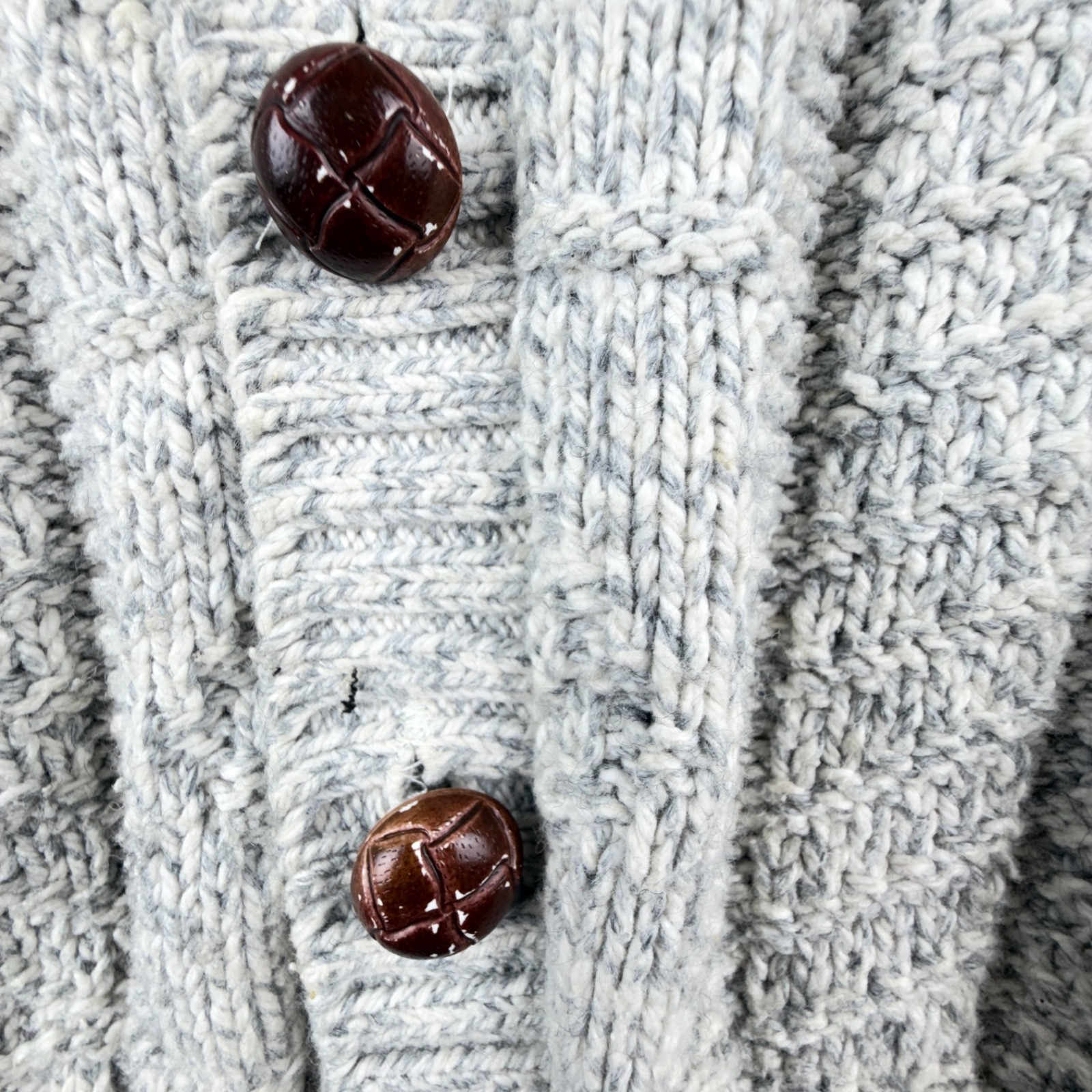 Vintage Woolrich Cardigan Sweater Large Gray Textured Knit USA Cotton Button