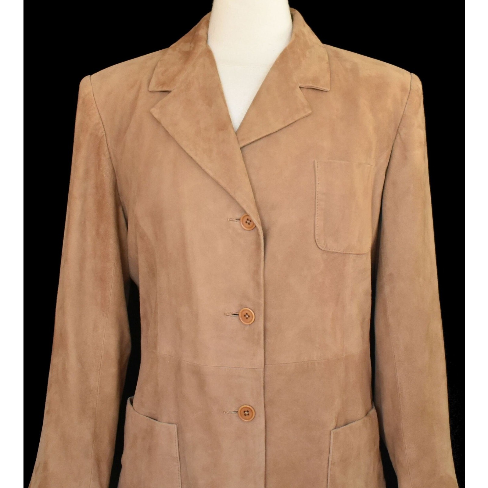 Faconnable Goatskin Suede Jacket, Luxury French Designer Women Blazer, L to XL