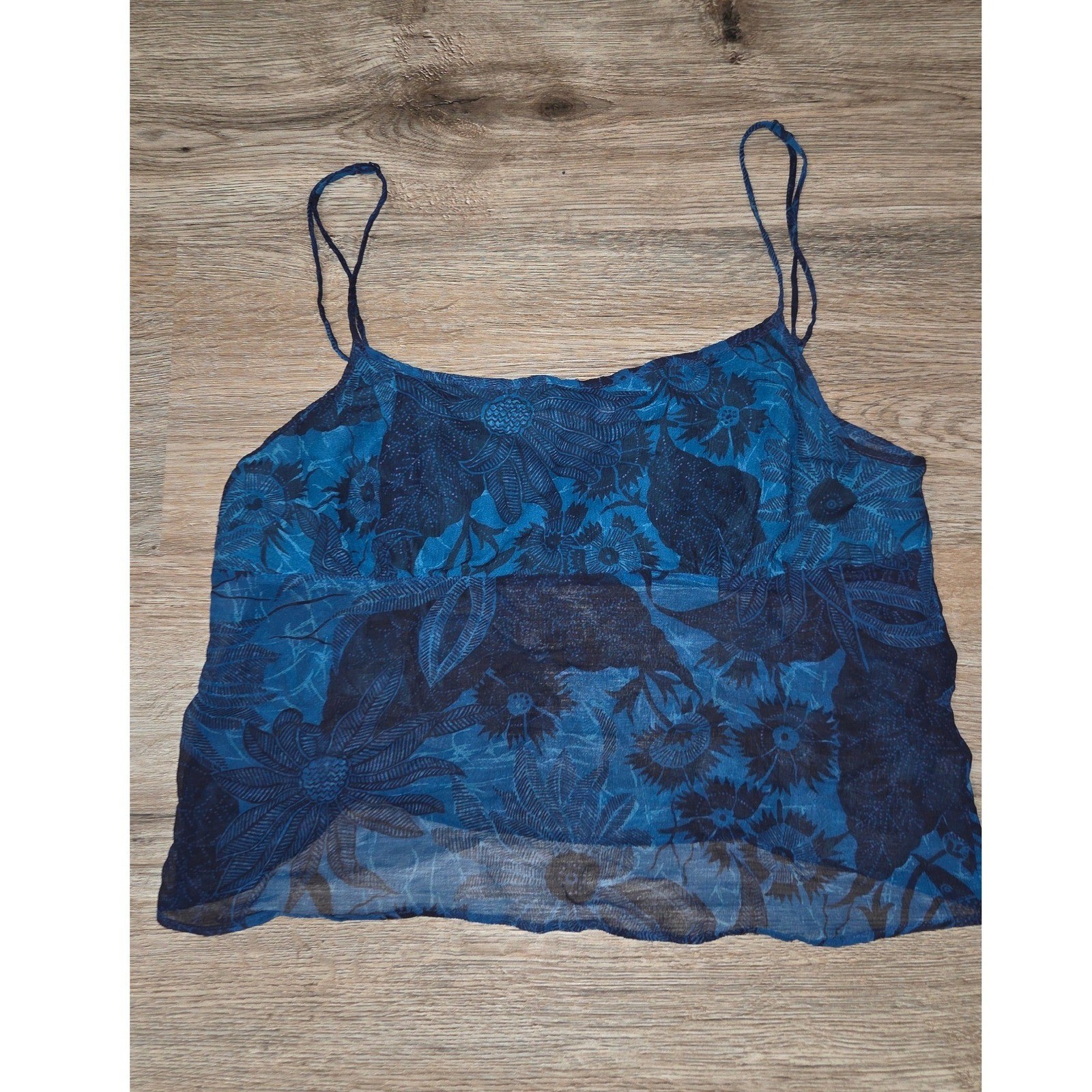 VTG Victoria Secret XS Cami Tank Chiffon Y2K Top 100% Silk Spaghetti Strap Sheer