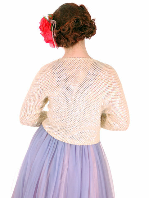 VTG 60s Sequin Shrug Aurora Borealis Sparkle Mad Men Studio 54 Whimsy Goth