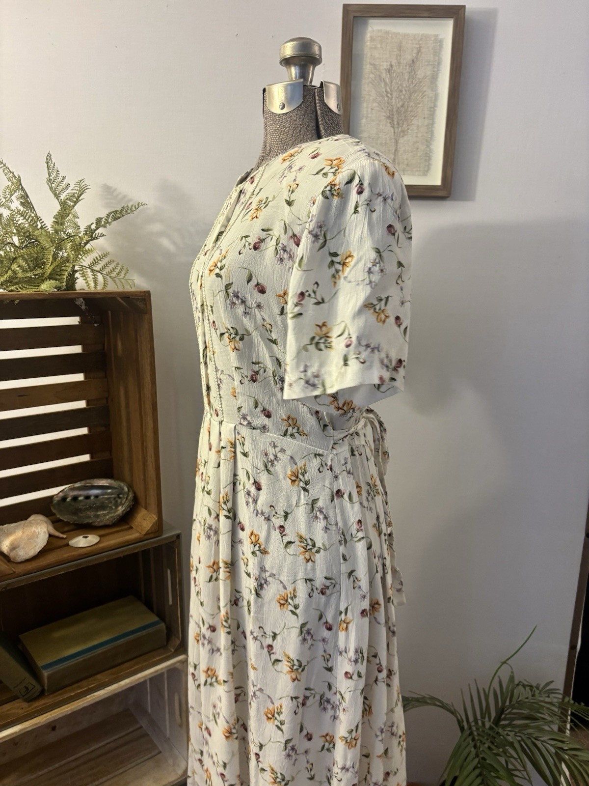 Vintage Women’s Dress Kim Kelly Petites A Line Floral Short Sleeve Sz 10/ Medium