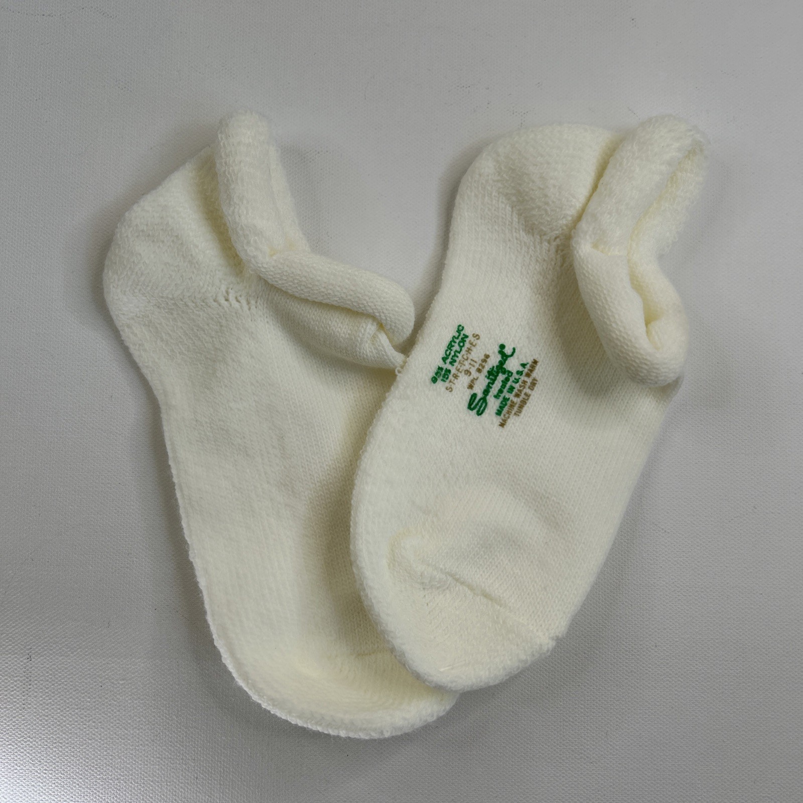 VTG Socks Acrylic Blend White Roll Top-Down Ankle 9-11 80s 90s NOS Resort Shop.