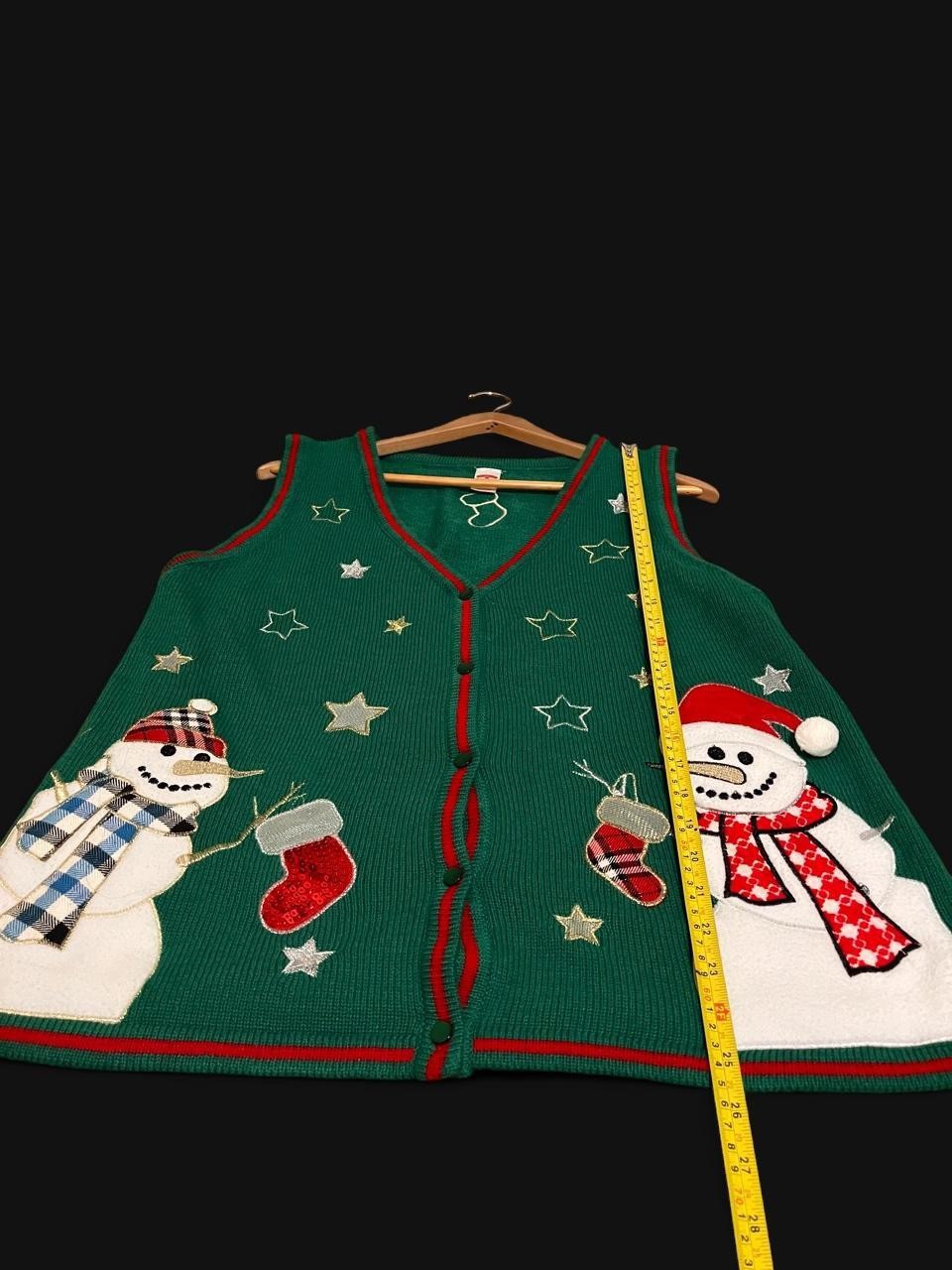 Christmas Sweater Vest Womens XL Holiday Time Snowman