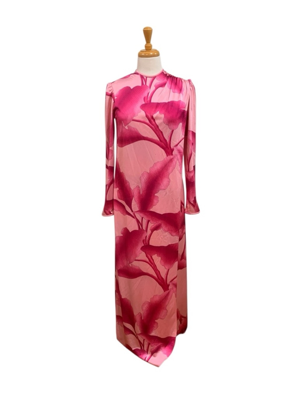 Vntg 70’s Women’s long sleeved Kiyomi Hawaii Pink Floral Maxi Dress Size 8