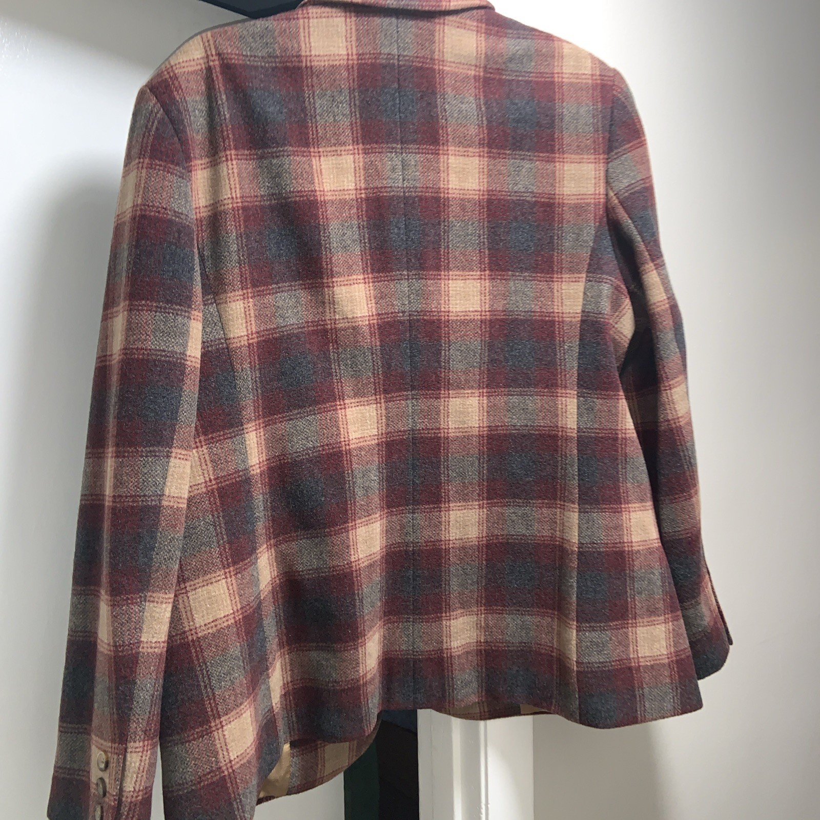 VTG L.L. Bean Women’s Plaid Wool Cashmere Blend Button Up Blazer Jacket – Sz 16p