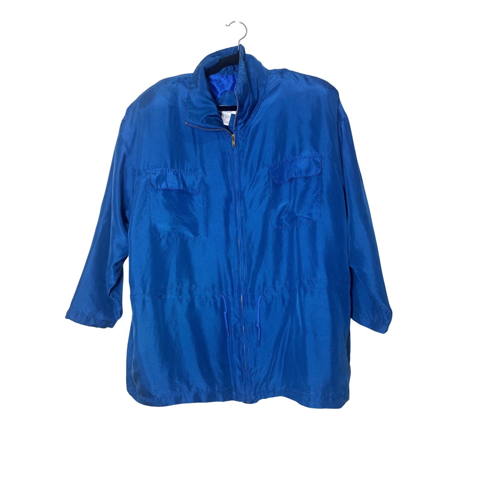 Lady Lavon Vintage 100% Silk Tracksuit Set Royal Blue Jacket Pants Womens 1X
