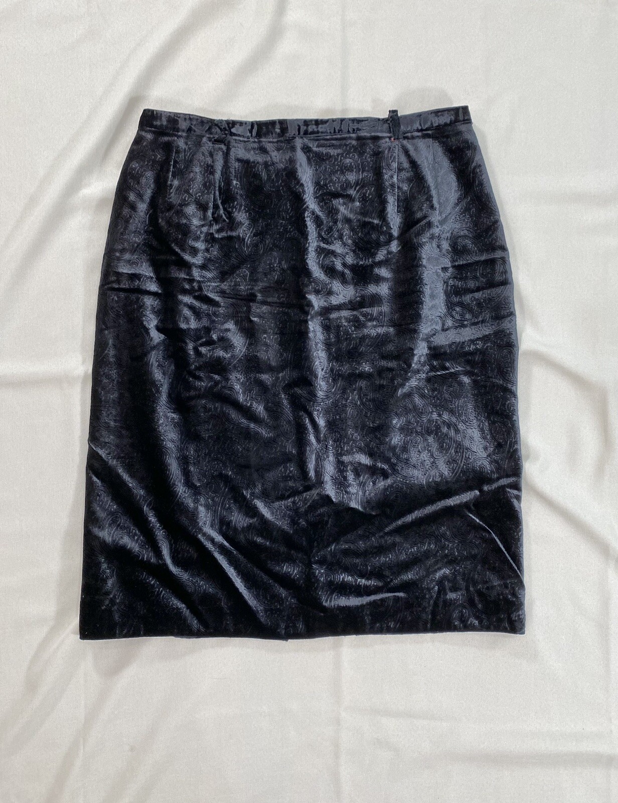 VOLUP Vintage 1950’s Paisley Burnt Velvet Midnight Blue Skirt Rockabilly