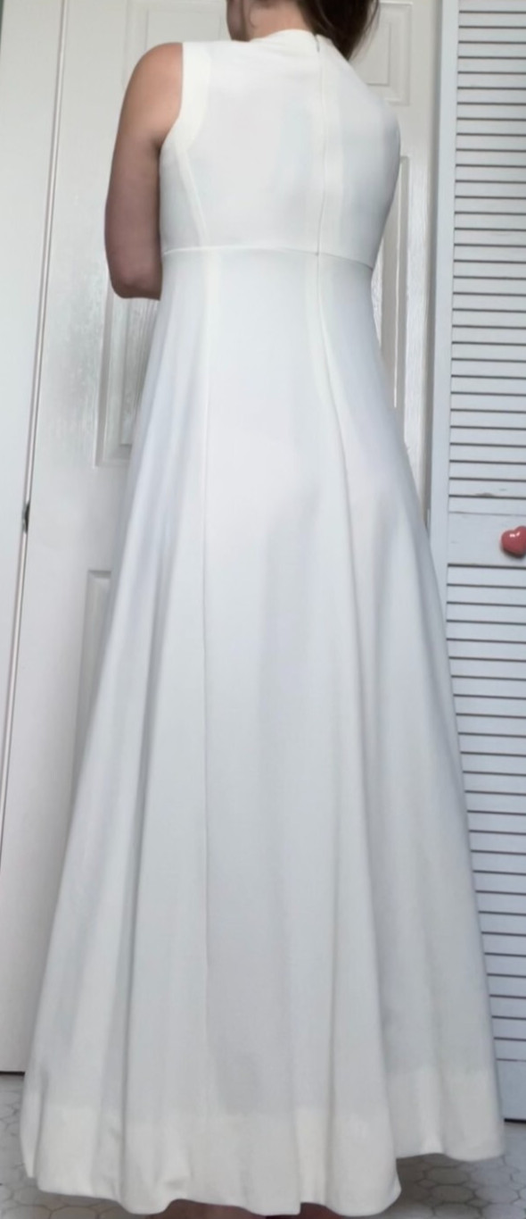 Vintage Vogue Paris Handmade Ivory Wedding Gown High Neck Empire Waist Mod