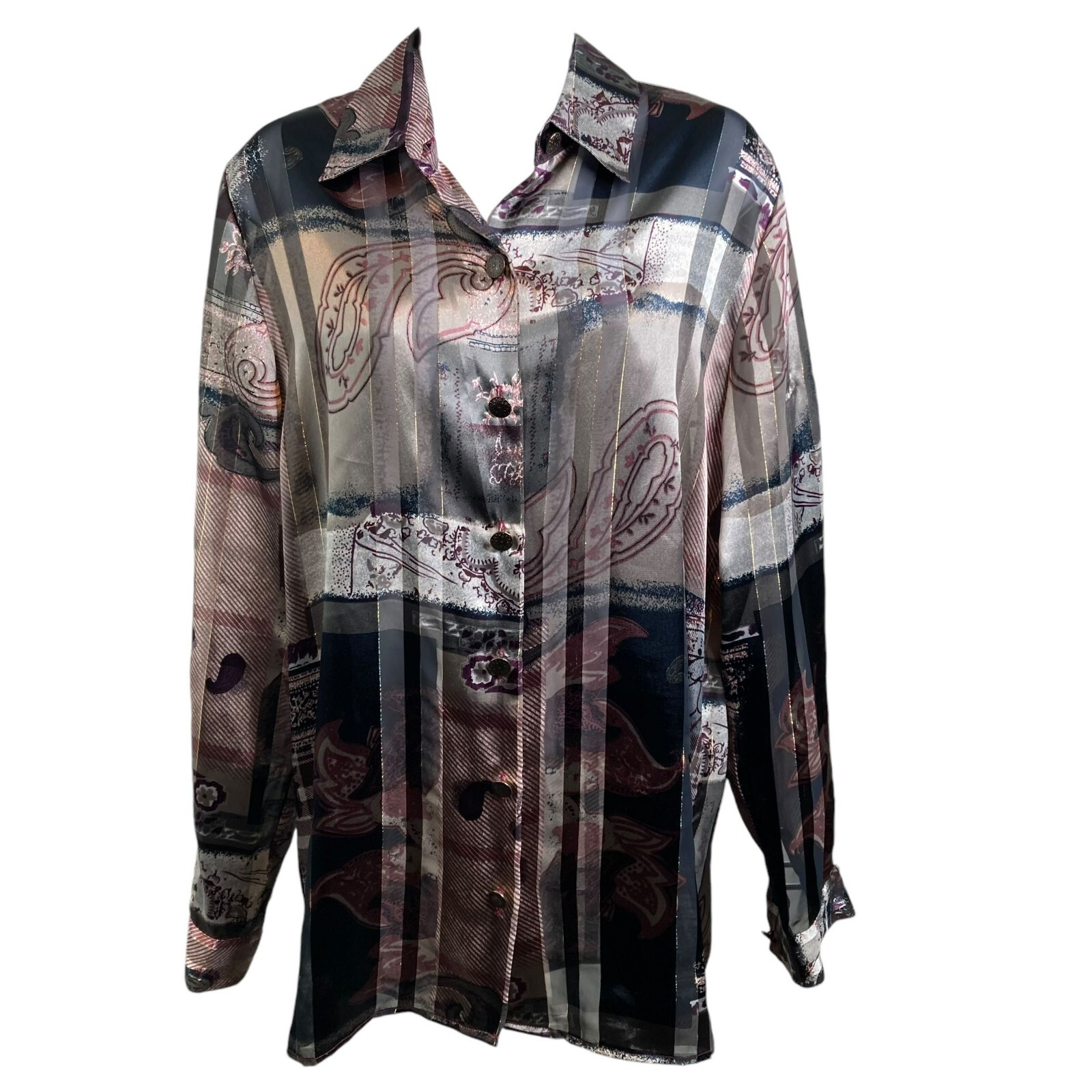 VTG 80s Chagall Womens Post Modern Art Print Blouse Sz 10 Statement Collector
