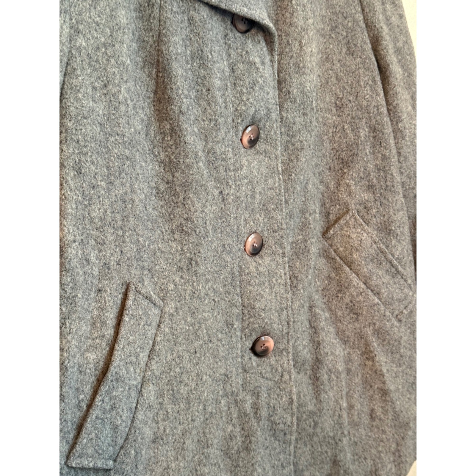Bromleigh Wool Coat Womens Medium Grey Excellent Vintage ILGWU USA Made