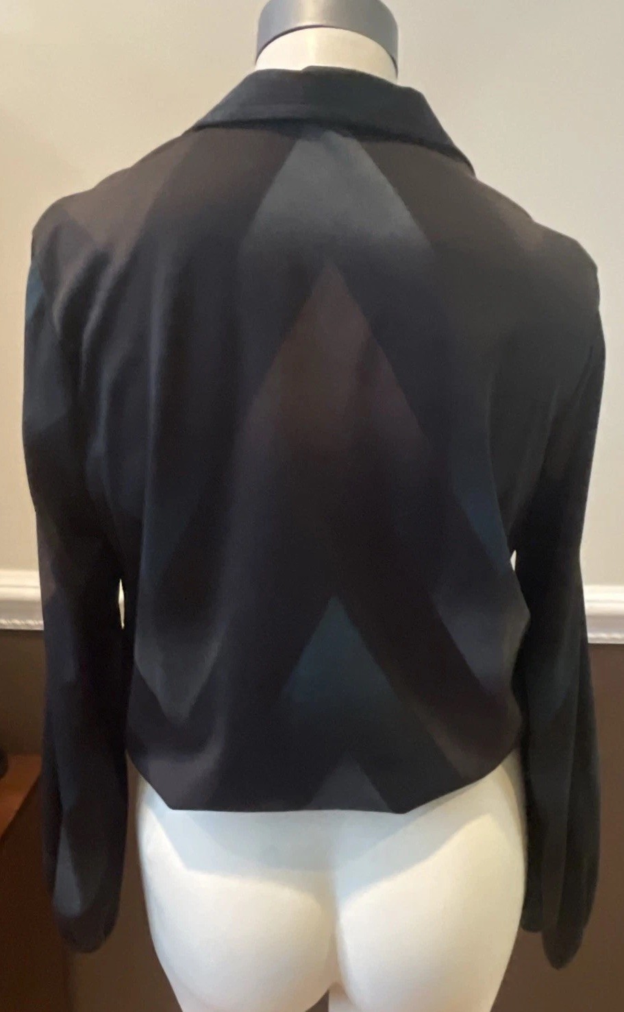 Vintage 60s-70s Women’s LEO PALEY NY Long Sleeve Blouson Blouse Size 12 Black