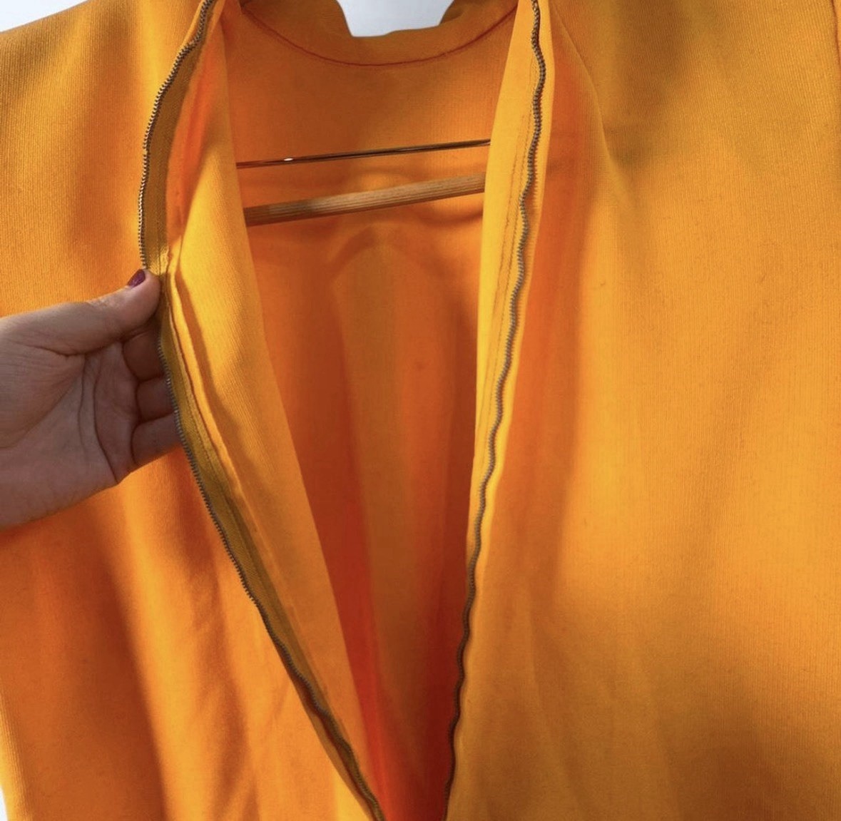 SMALL 1960s-70s Homemade Gold Mustard Short Sleeve Dress with Embroidered Trim