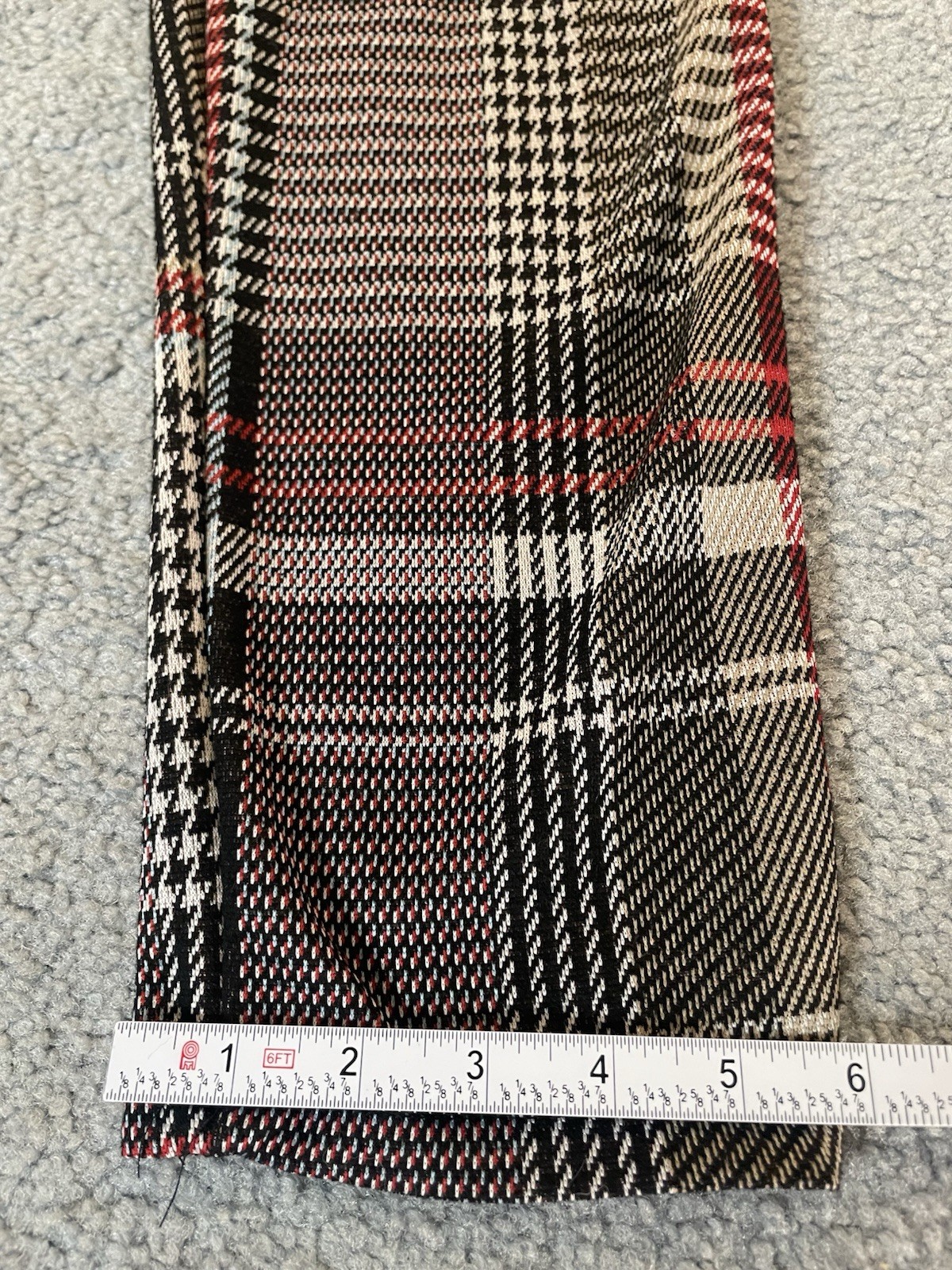 Vtg 70s Belted Plaid Crop Pants Womens Sz S Black Red Straight Leg Retro Preppy