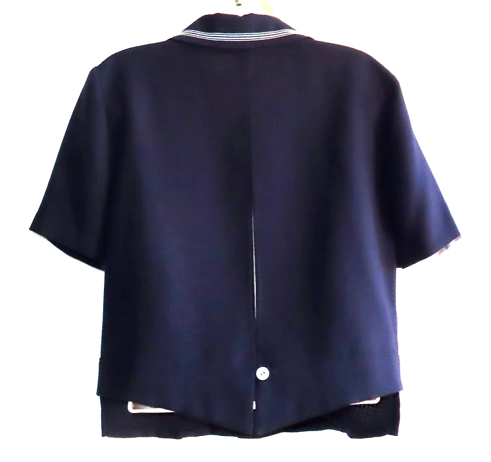 Vtg Miss Dorby 2-Pc Dress Suit Short-Sleeve Jacket & Sheath Maxi Dress, Navy 10P