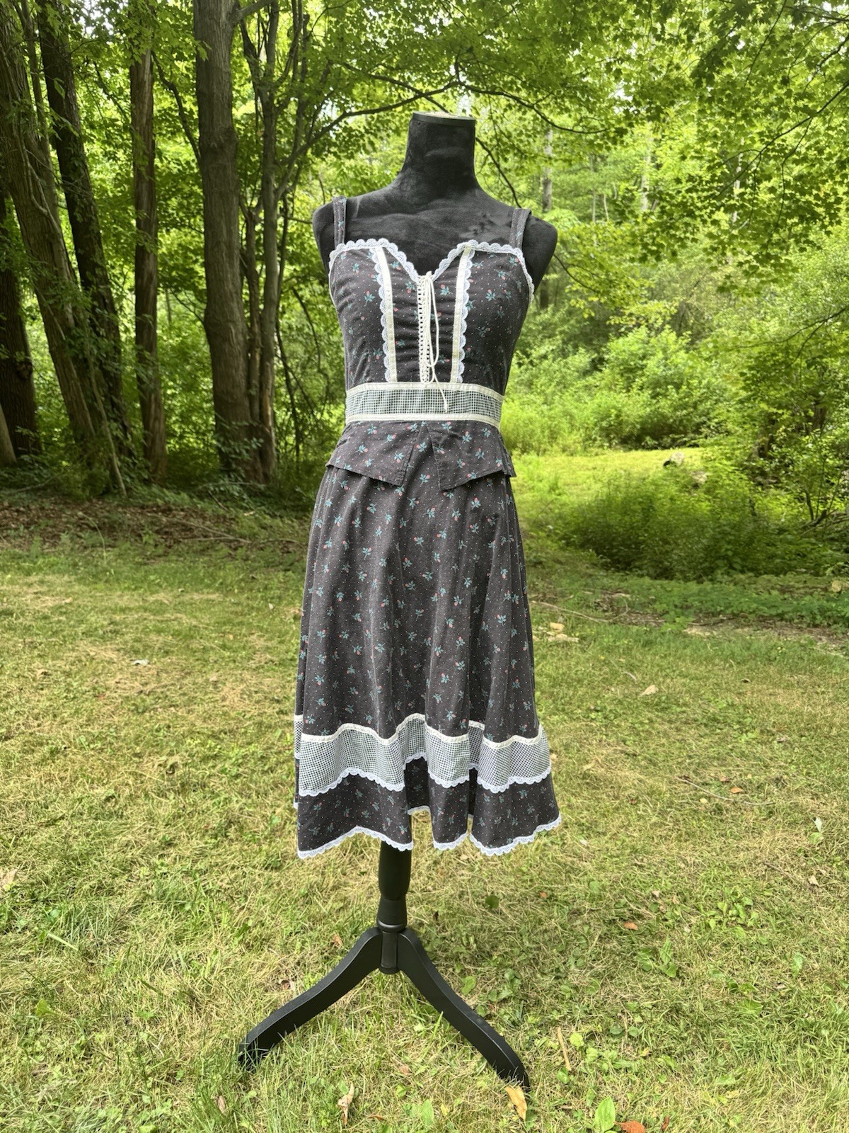 Gunne Sax by Jessica San Francisco black dress Corset Sundress Size 9