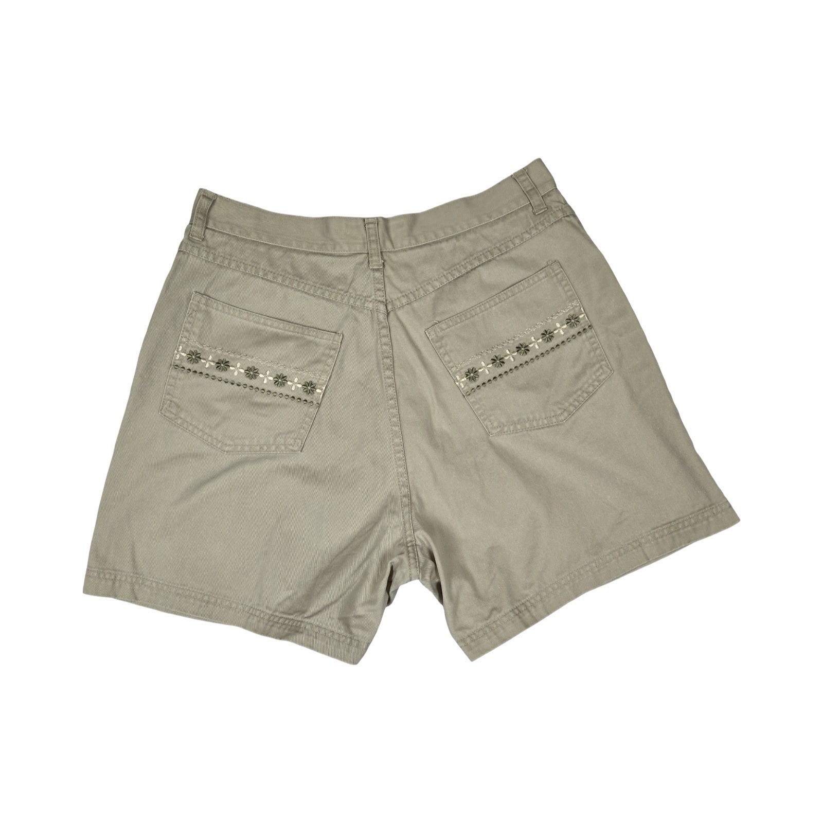 VTG 90s, y2k LA Blues Khaki Cotton Shorts Embroidered Floral High Waisted 8/10
