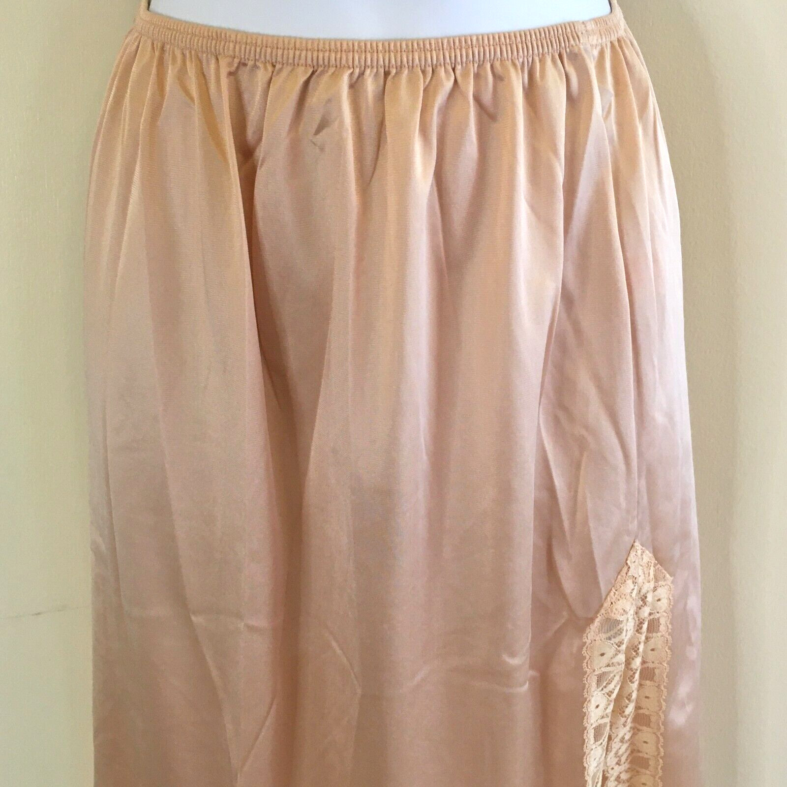 Vintage Half Slip by Blush Sz. Small Champagne Lace Side Slit Nylon NOS NWOT