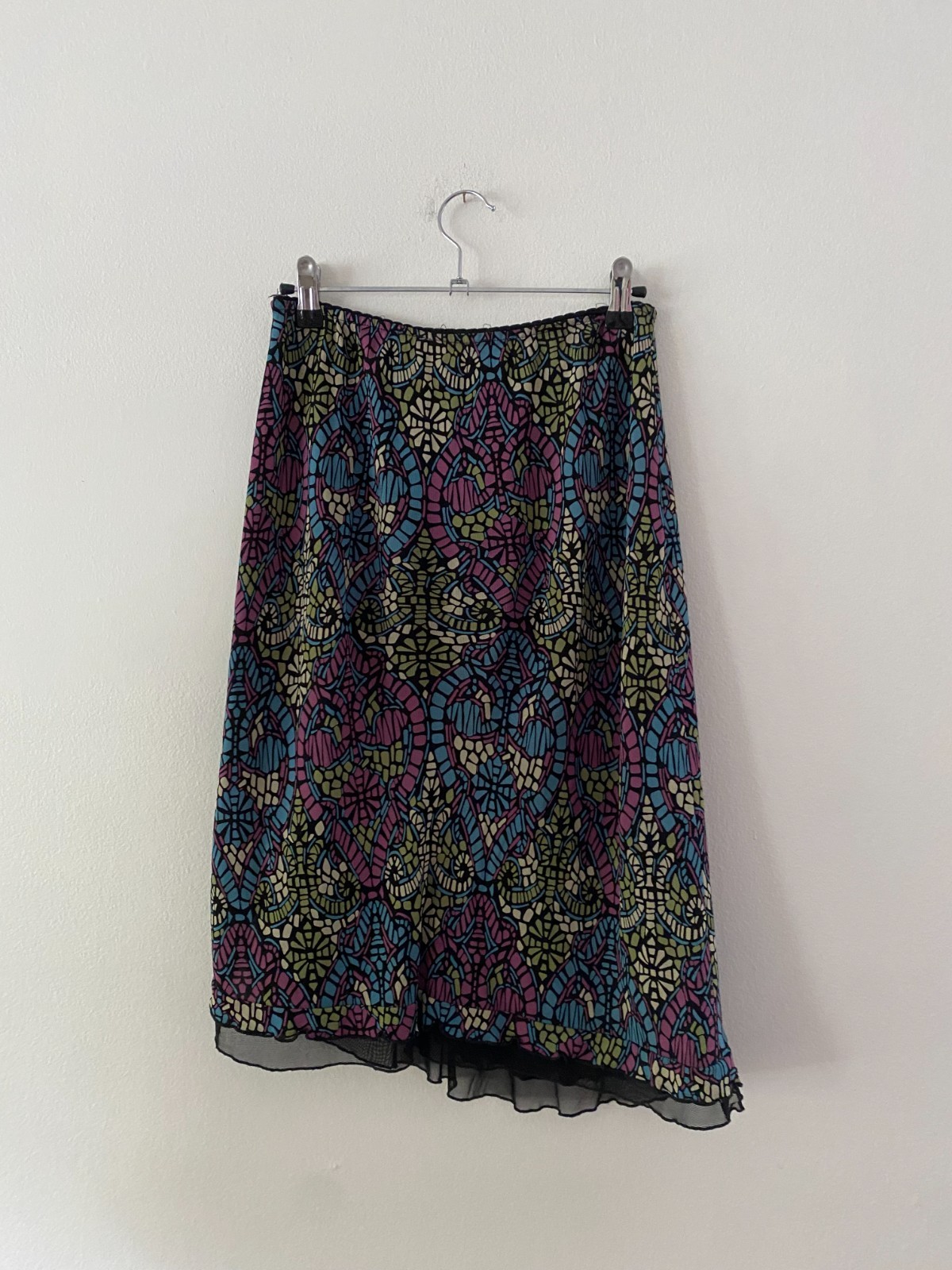 Vintage 1990s Nanette Lepore Moasic Slip Skirt Fairy Whimsygoth Small