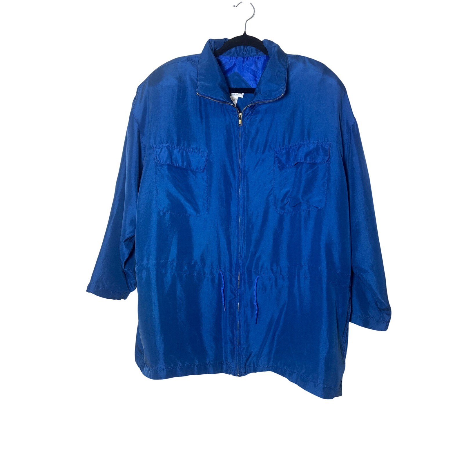 Lady Lavon Vintage 100% Silk Tracksuit Set Royal Blue Jacket Pants Womens 1X