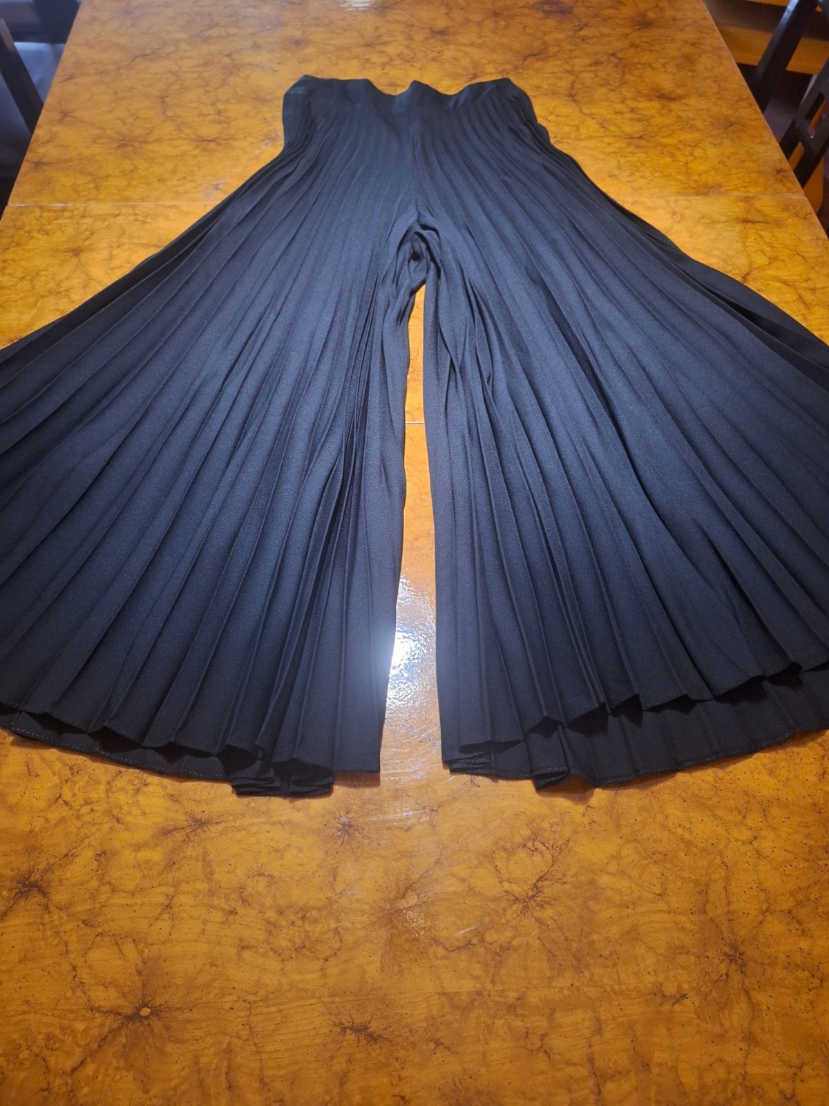True VTG Mid-century Mod 1970s Accordion Knife Pleat Wide Leg Palazzo Pants S/M