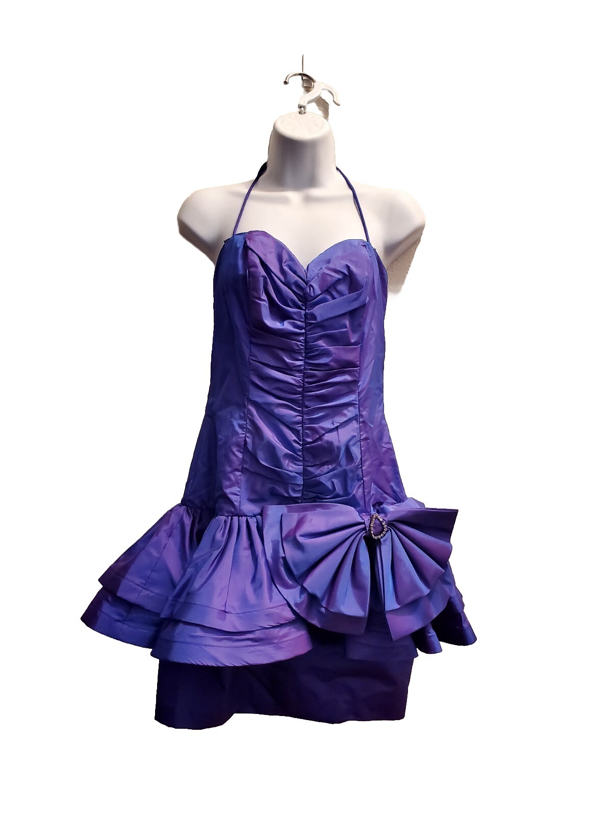 Vntg Karen Okada For David Howard Climax Purple Mini Dress Sweetheart Ruched 3/4