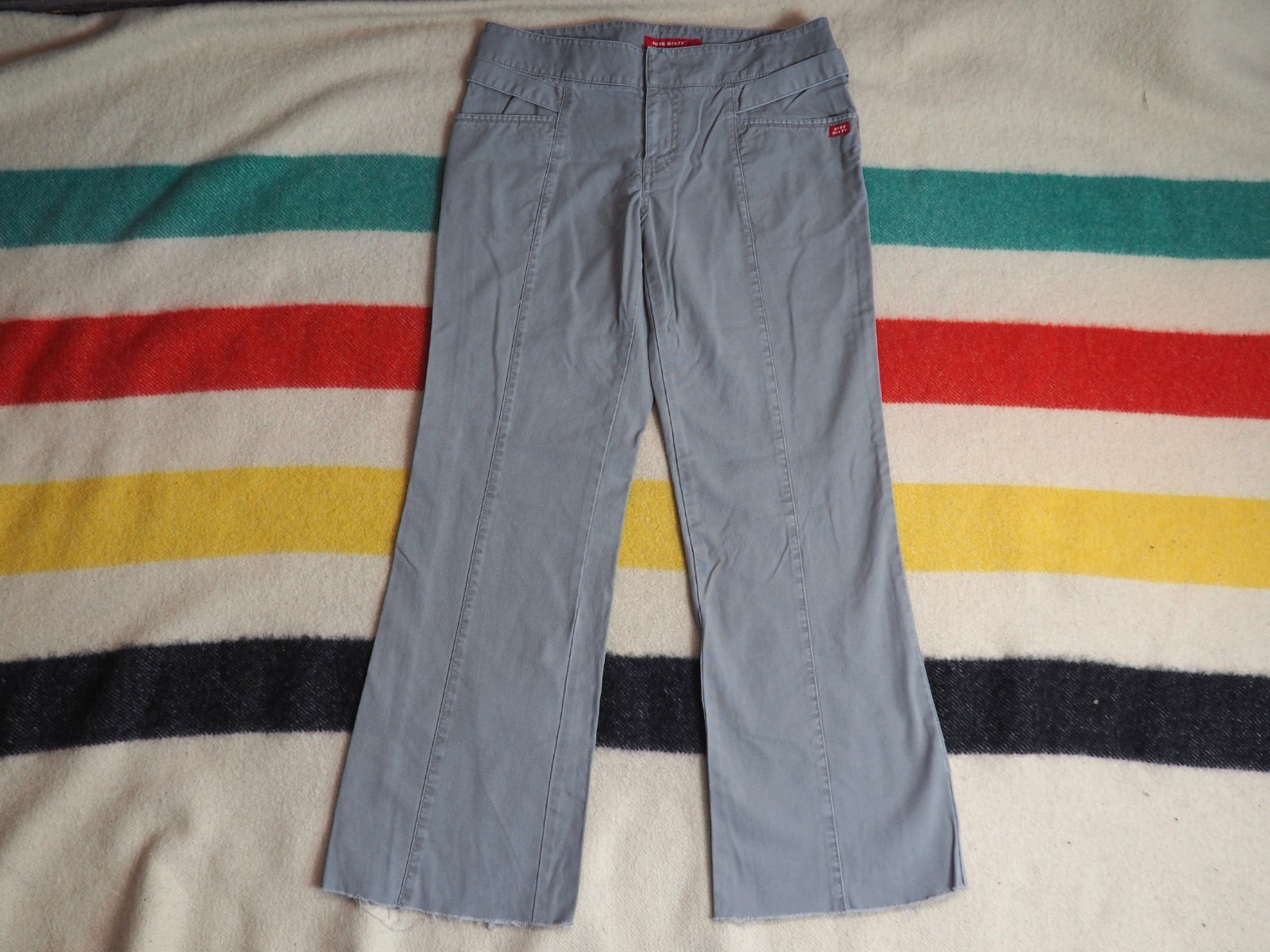 VTG Y2k 2000s Miss Sixty Italy Stone Gray Low Rise 31×29 Flare Chino Pants Women