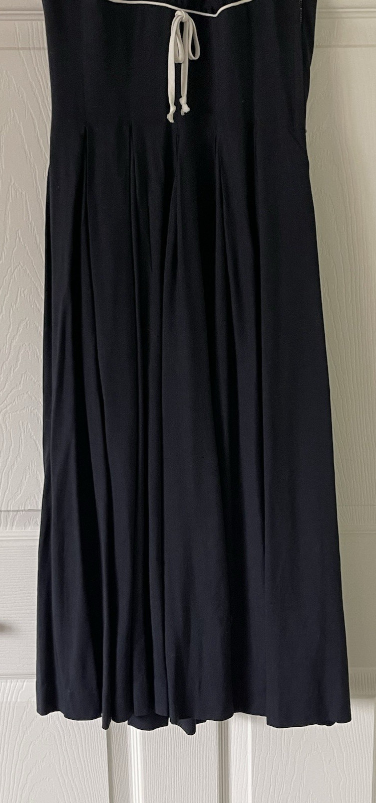 Vintage 1960s Black Evening Backless Halter Dress Full Pleated Skirt Size Small